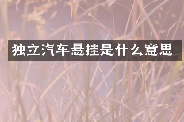 独立汽车悬挂是什么意思