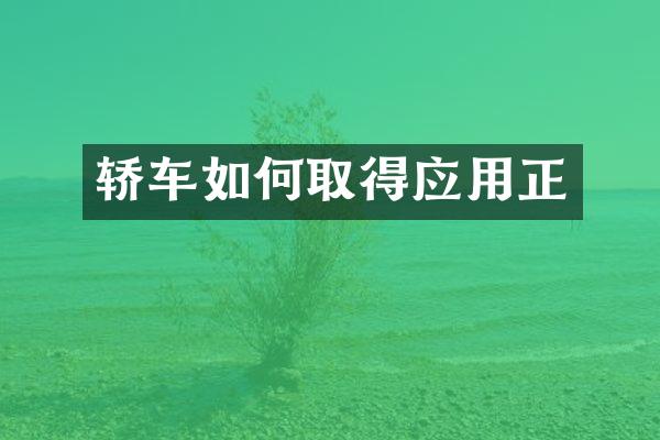 轿车如何取得应用正