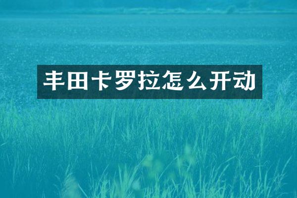 丰田卡罗拉怎么开动
