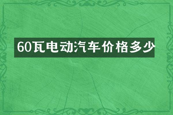 60瓦电动汽车价格多少