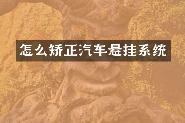 怎么矫正汽车悬挂系统