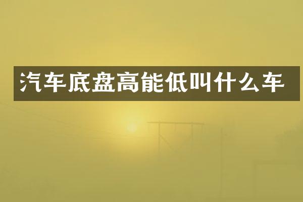 汽车底盘高能低叫什么车