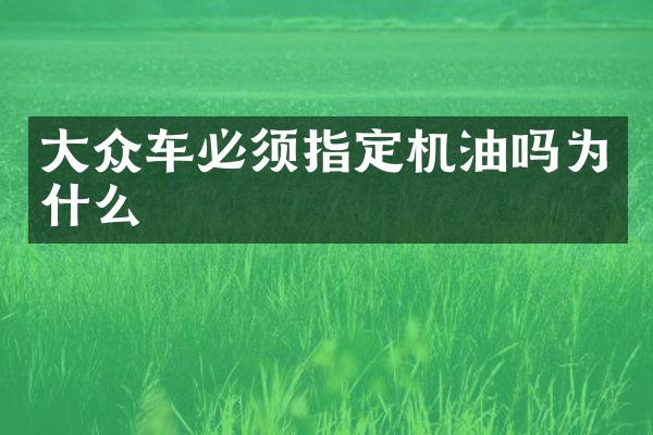大众车必须指定机油吗为什么