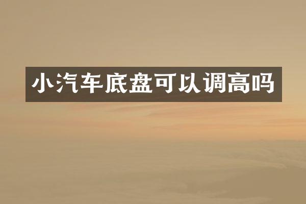 小汽车底盘可以调高吗