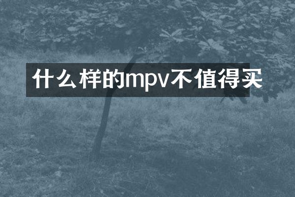 什么样的mpv不值得买