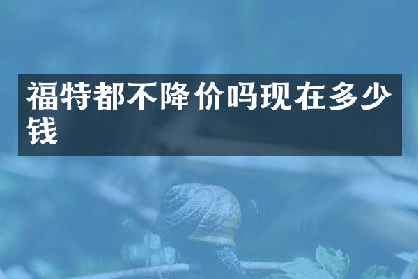 福特都不降价吗现在多少钱