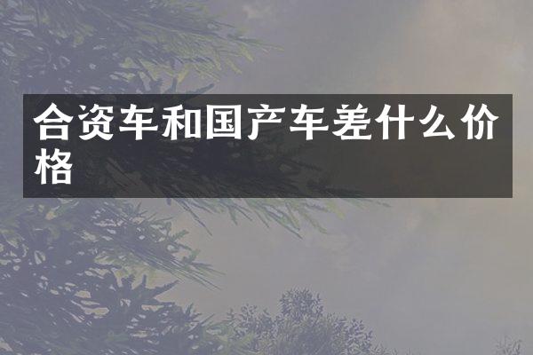 合资车和国产车差什么价格