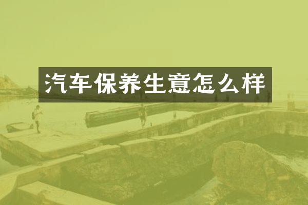 汽车保养生意怎么样