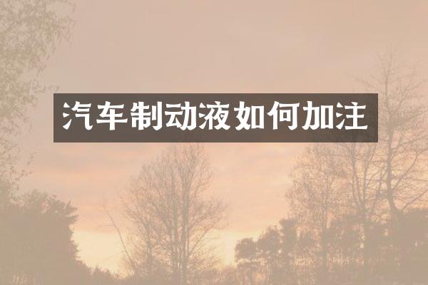 汽车制动液如何加注