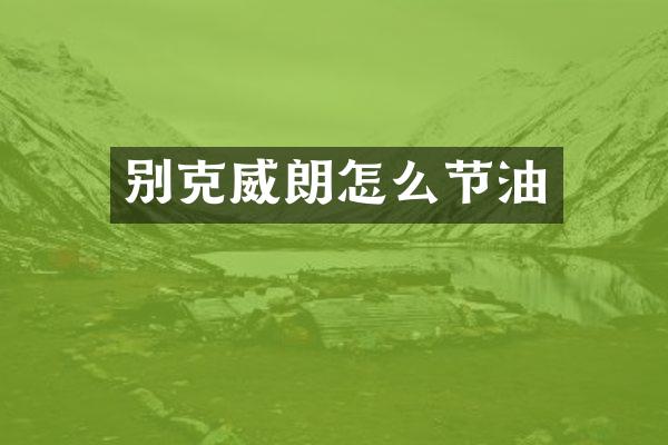 别克威朗怎么节油