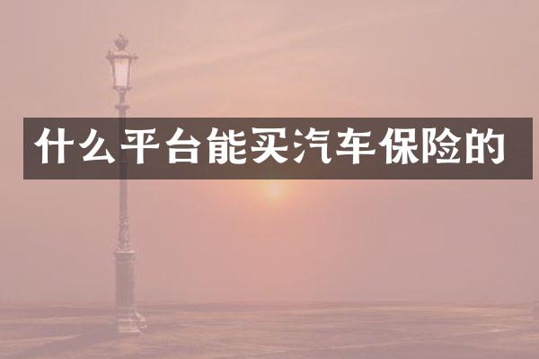 什么平台能买汽车保险的