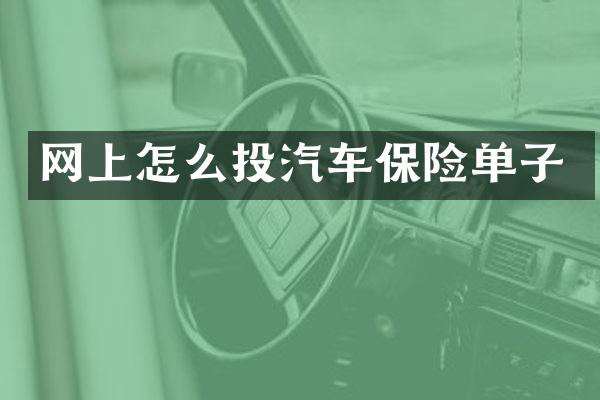 网上怎么投汽车保险单子