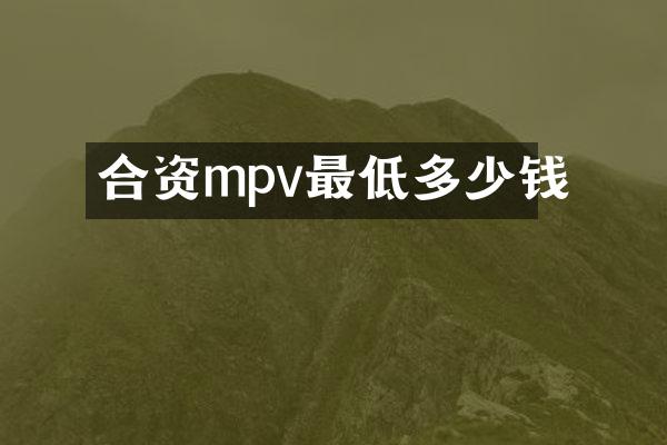 合资mpv最低多少钱