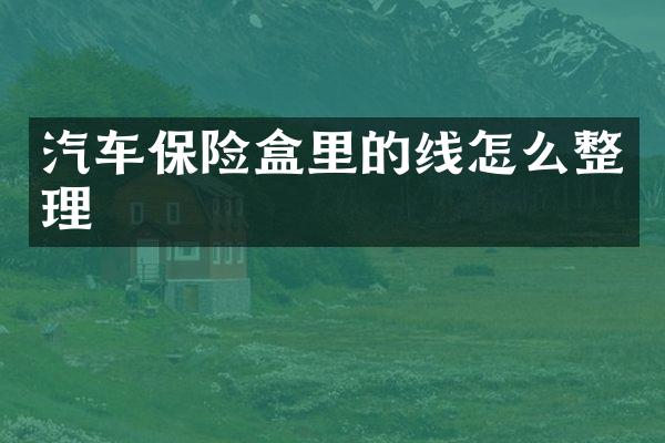 汽车保险盒里的线怎么整理