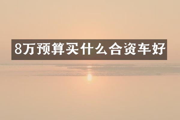 8万预算买什么合资车好