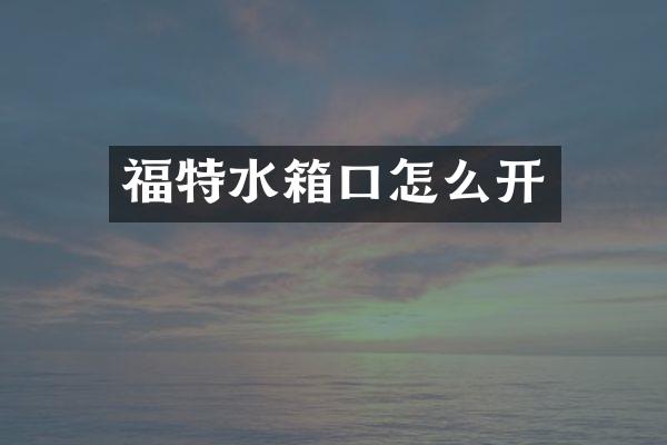 福特水箱口怎么开