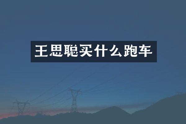 王思聪买什么跑车