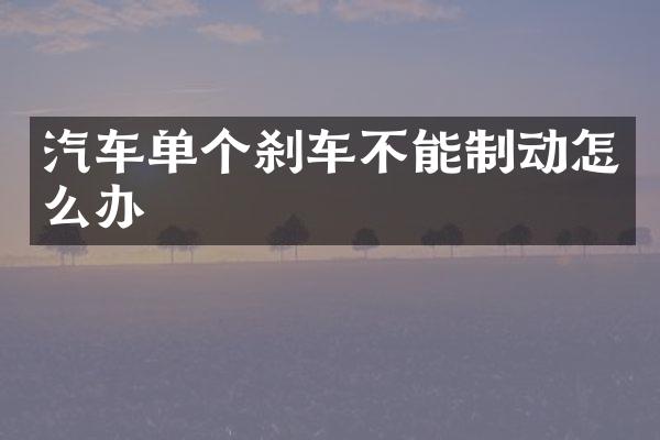 汽车单个刹车不能制动怎么办