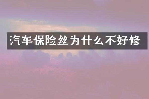汽车保险丝为什么不好修