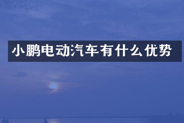 小鹏电动汽车有什么优势