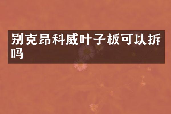 别克昂科威叶子板可以拆吗