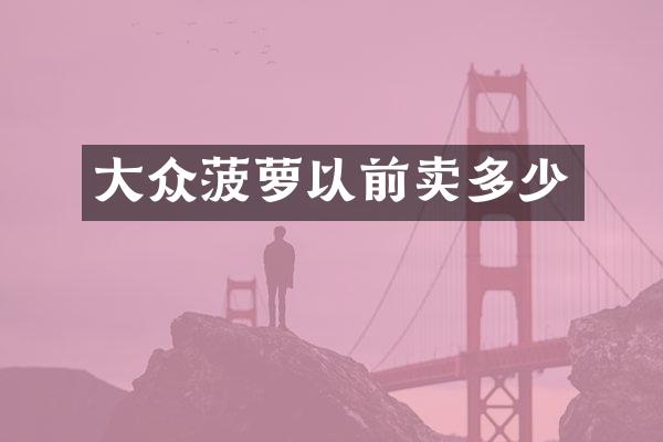 大众菠萝以前卖多少