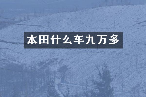 本田什么车九万多