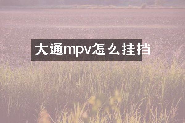 大通mpv怎么挂挡