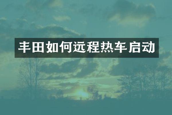 丰田如何远程热车启动