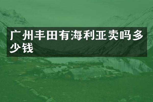 广州丰田有海利亚卖吗多少钱