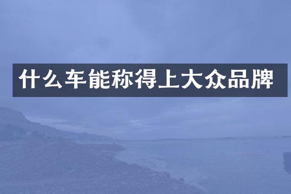 什么车能称得上大众品牌