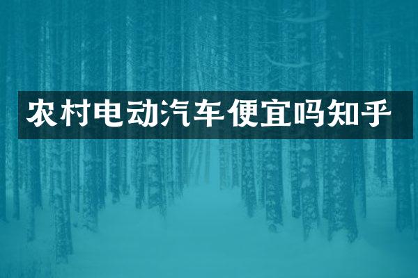 农村电动汽车便宜吗知乎