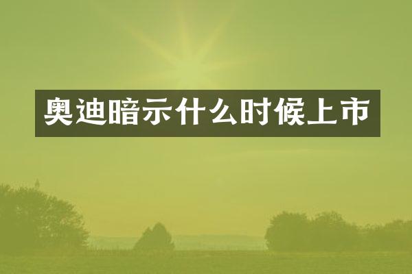 奥迪暗示什么时候上市