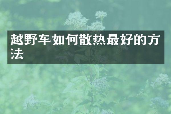 越野车如何散热最好的方法