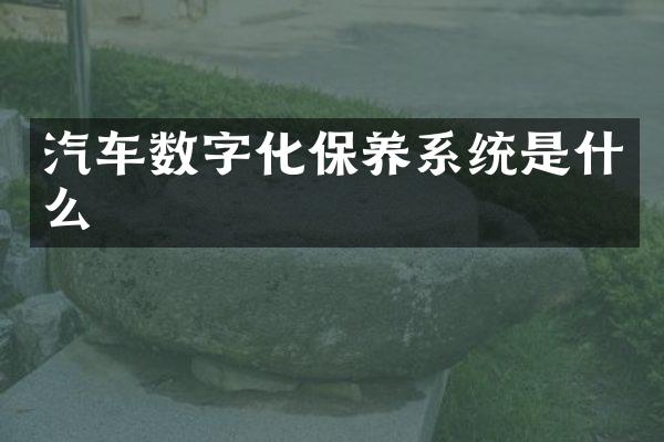 汽车数字化保养系统是什么