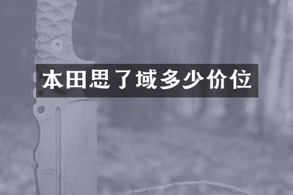 本田思了域多少价位