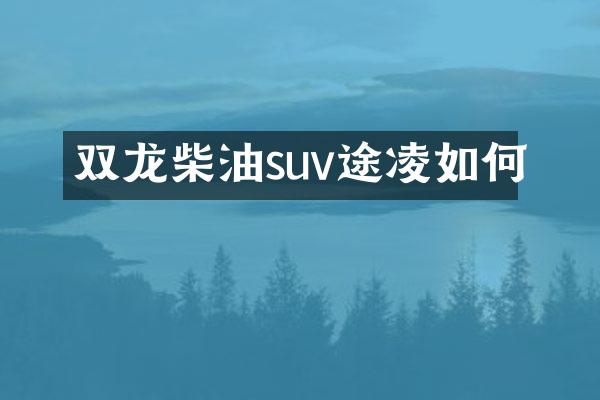 双龙柴油suv途凌如何