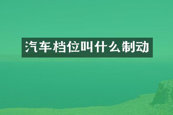 汽车档位叫什么制动