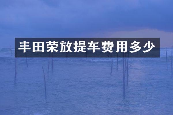 丰田荣放提车费用多少