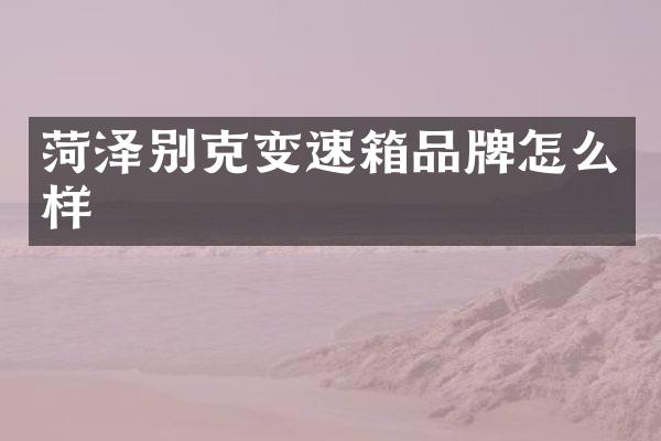 菏泽别克变速箱品牌怎么样