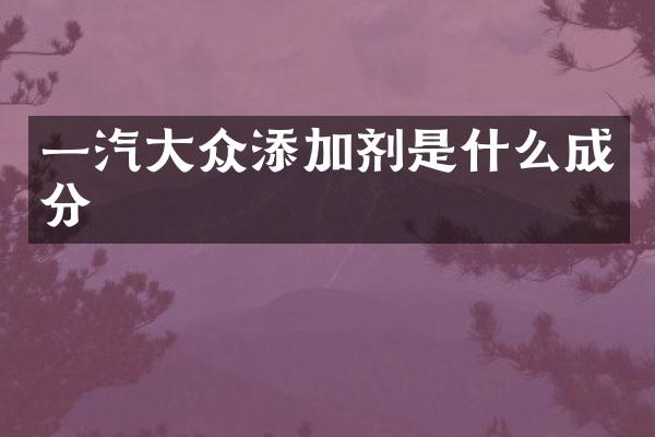 一汽大众添加剂是什么成分