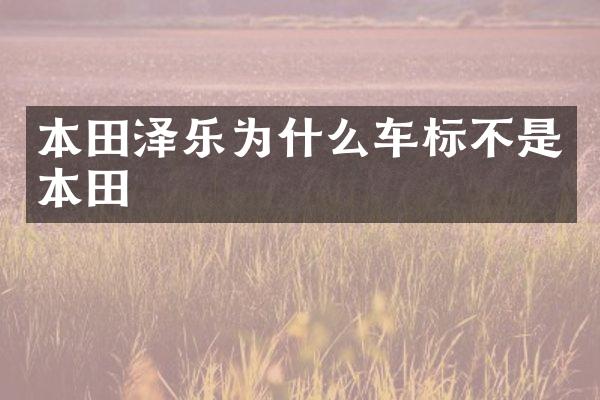 本田泽乐为什么车标不是本田