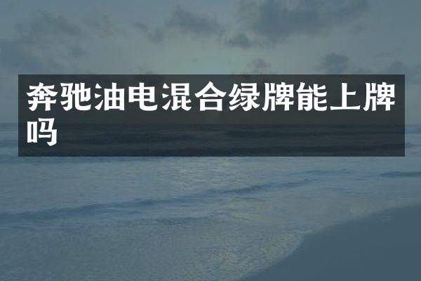 奔驰油电混合绿牌能上牌吗