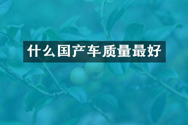 什么国产车质量最好