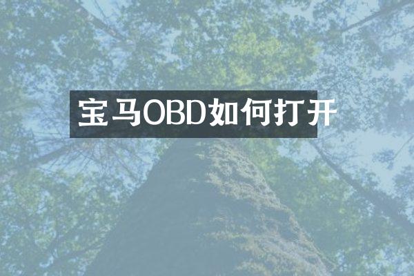 宝马OBD如何打开