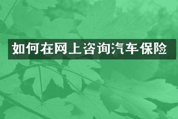 如何在网上咨询汽车保险