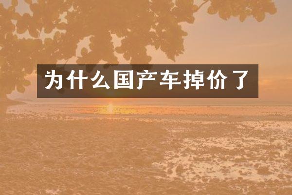为什么国产车掉价了