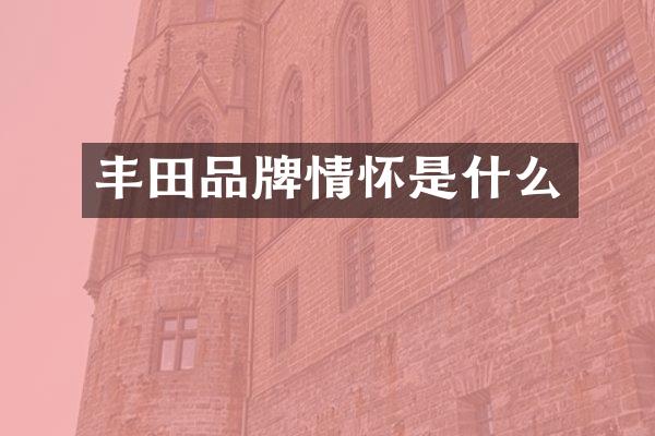 丰田品牌情怀是什么