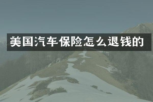 美国汽车保险怎么退钱的