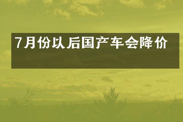 7月份以后国产车会降价吗